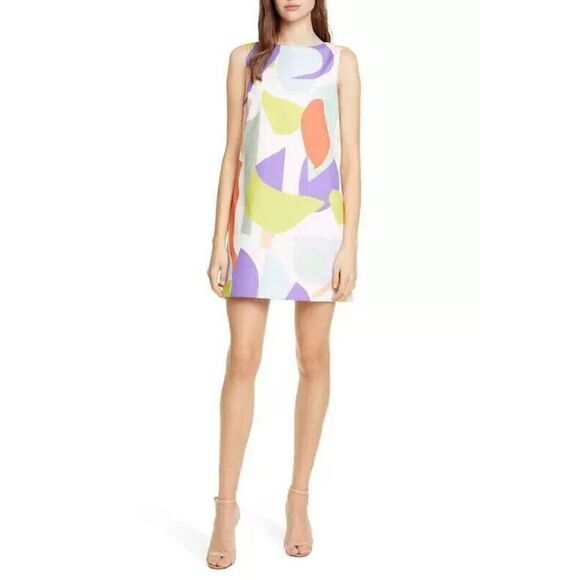 Alice + Olivia Mini Dress Cotton Clyde Printed A-Line Shift Size 14 NEW $285 - Picture 3 of 7